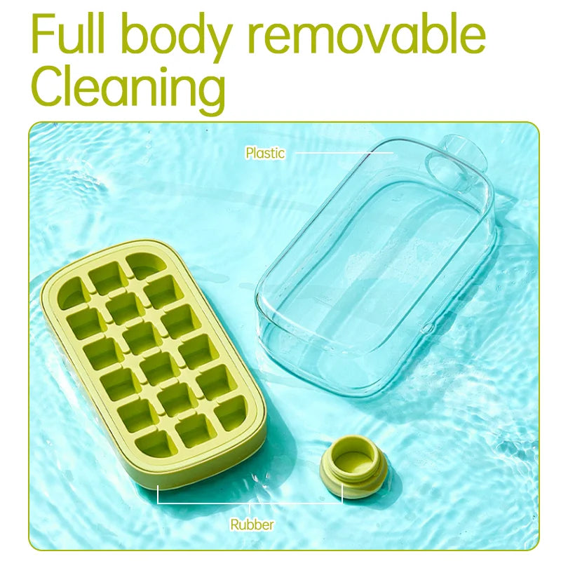 500/800Ml Portable Ice Cube Tray Bottle with Lid Silicone One-Click Ice Mold Bottle Cooler Cup NO Touch DIY Fruit Juice Cup