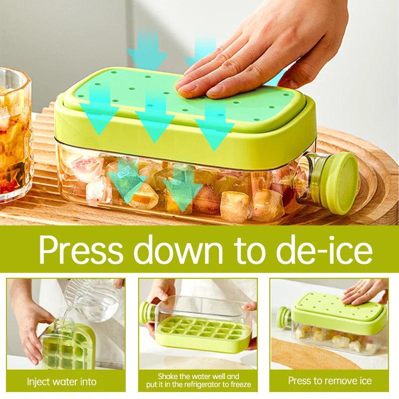 500/800Ml Portable Ice Cube Tray Bottle with Lid Silicone One-Click Ice Mold Bottle Cooler Cup NO Touch DIY Fruit Juice Cup