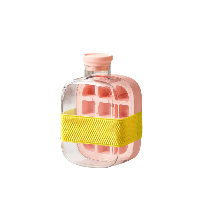 500/800Ml Portable Ice Cube Tray Bottle with Lid Silicone One-Click Ice Mold Bottle Cooler Cup NO Touch DIY Fruit Juice Cup