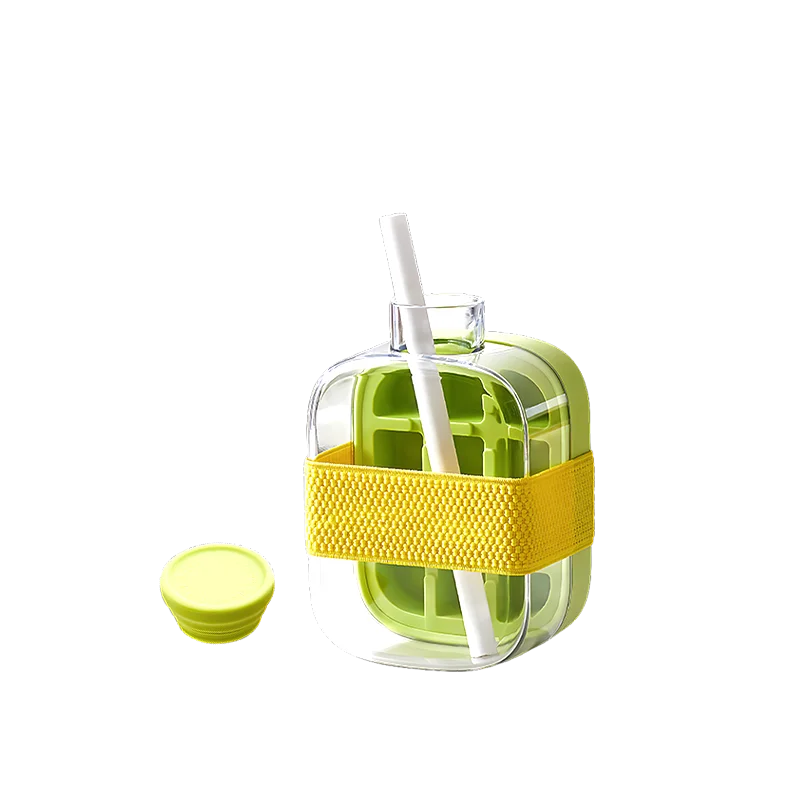 500/800Ml Portable Ice Cube Tray Bottle with Lid Silicone One-Click Ice Mold Bottle Cooler Cup NO Touch DIY Fruit Juice Cup